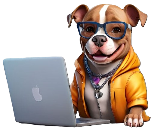 dog with a laptop